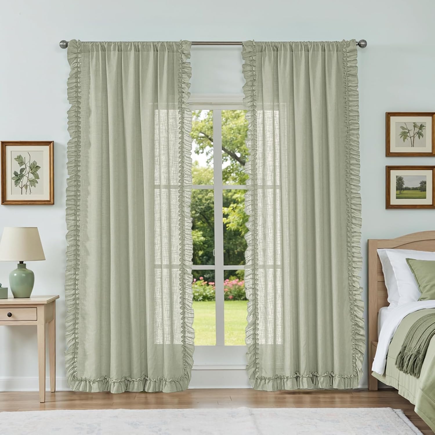 BELMORA™ Linen Ruffle Curtain Set