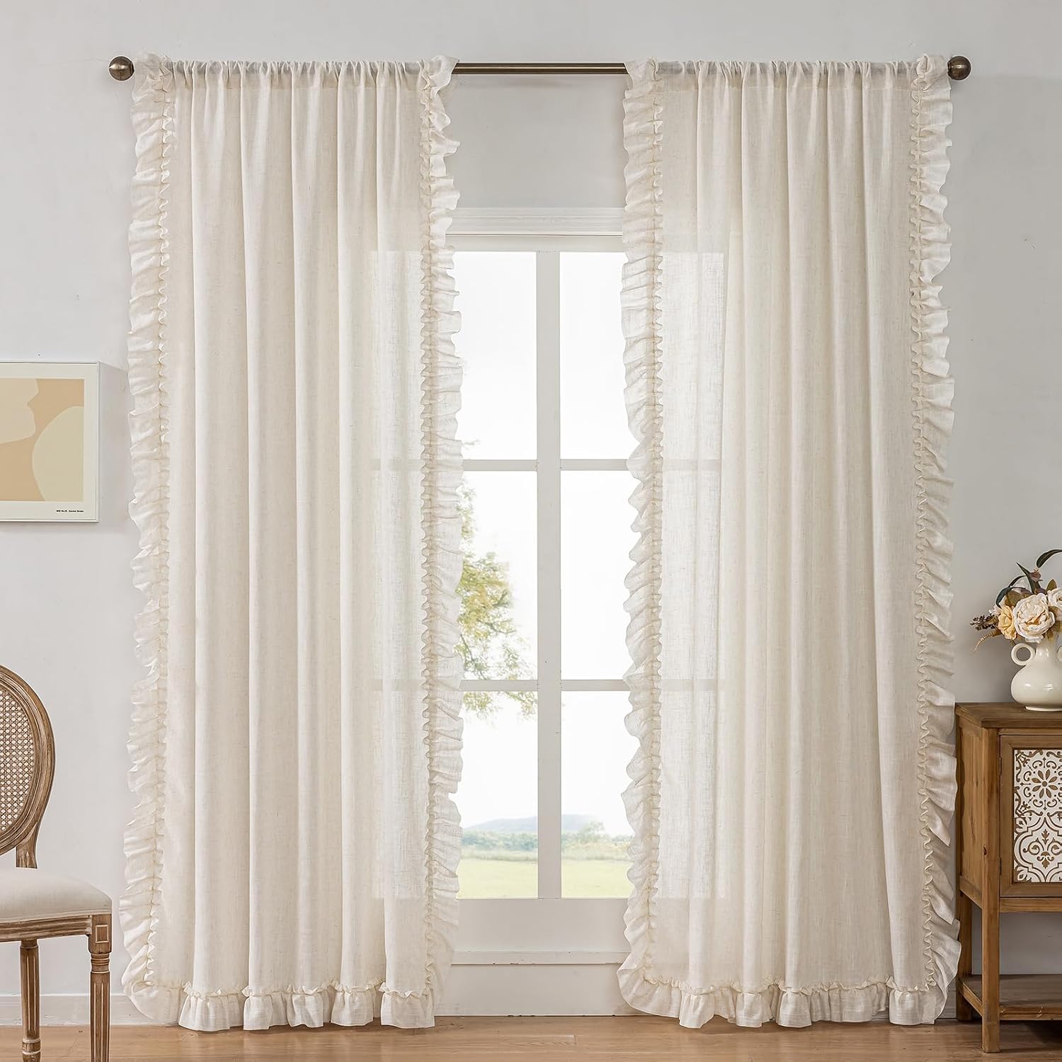 BELMORA™ Linen Ruffle Curtain Set