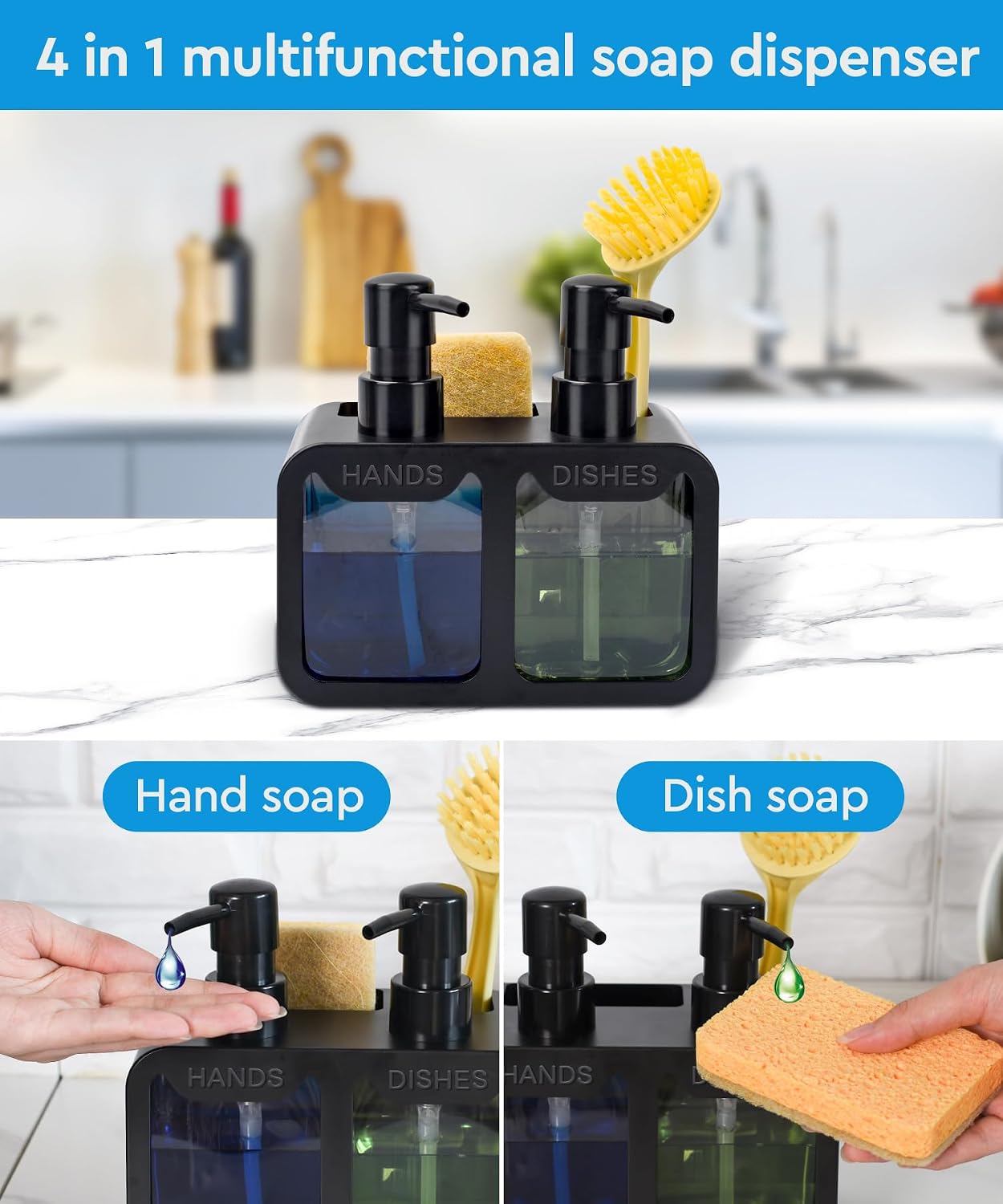 SINKORA™ 4-in-1 Dual Soap Dispenser Station