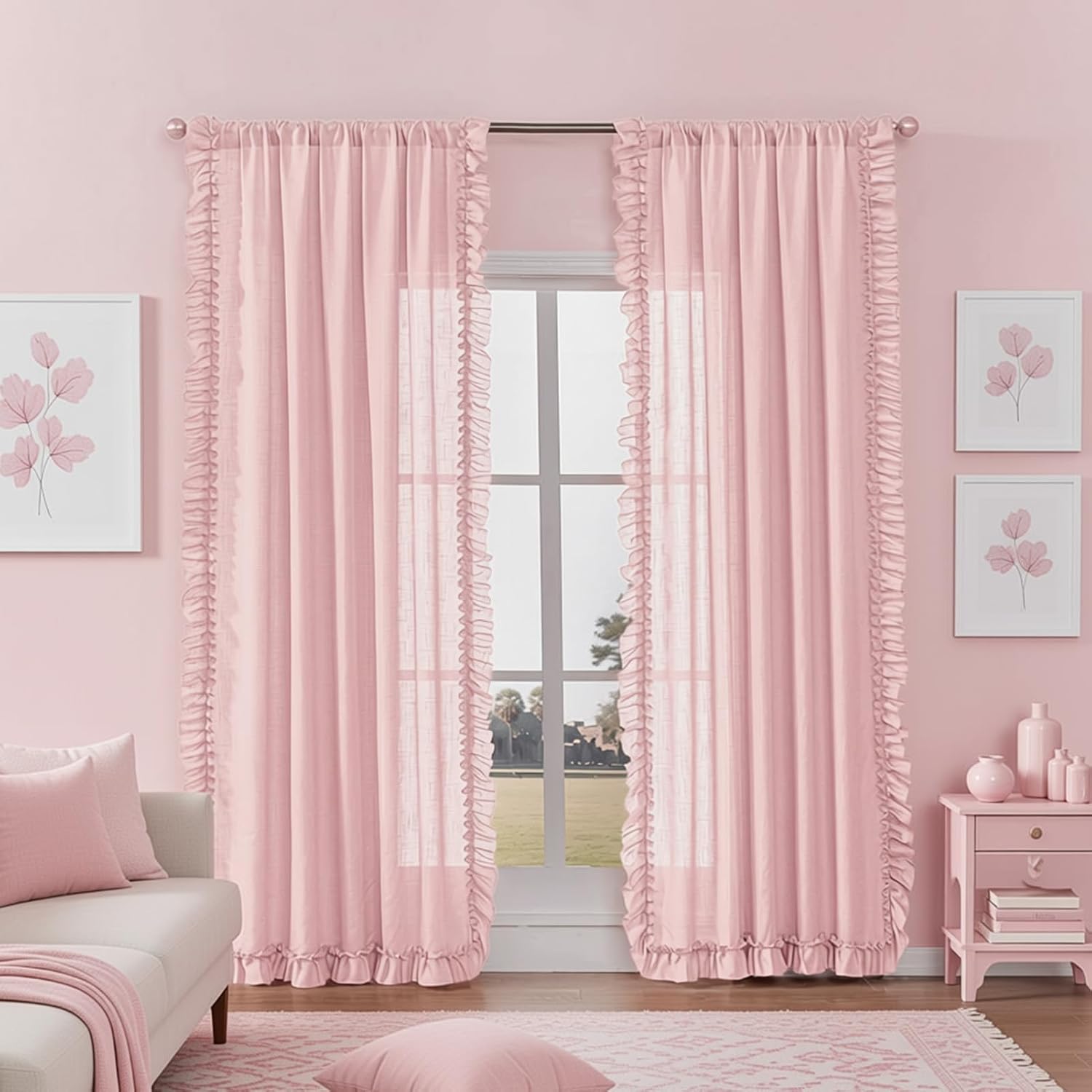 BELMORA™ Linen Ruffle Curtain Set