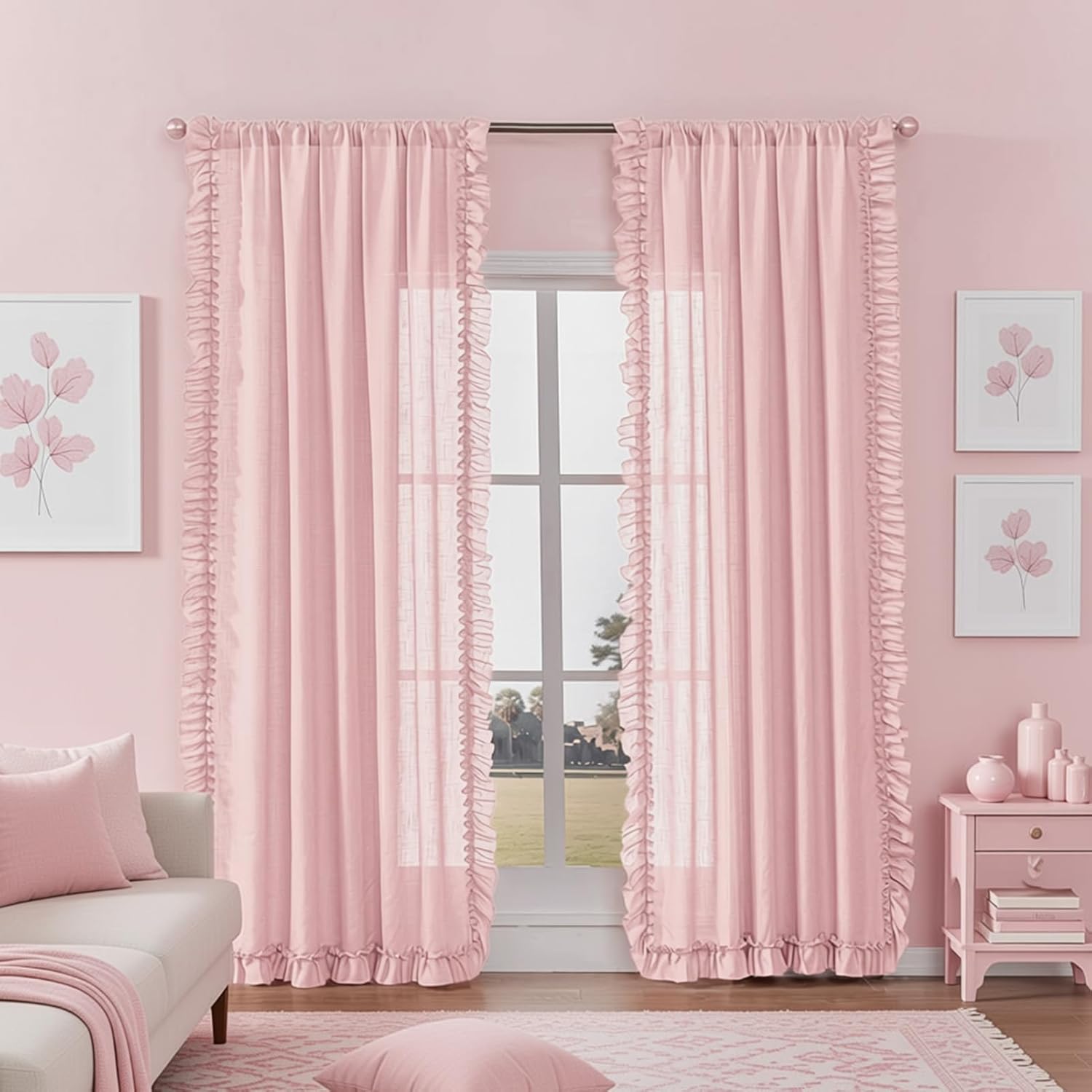 BELMORA™ Linen Ruffle Curtain Set