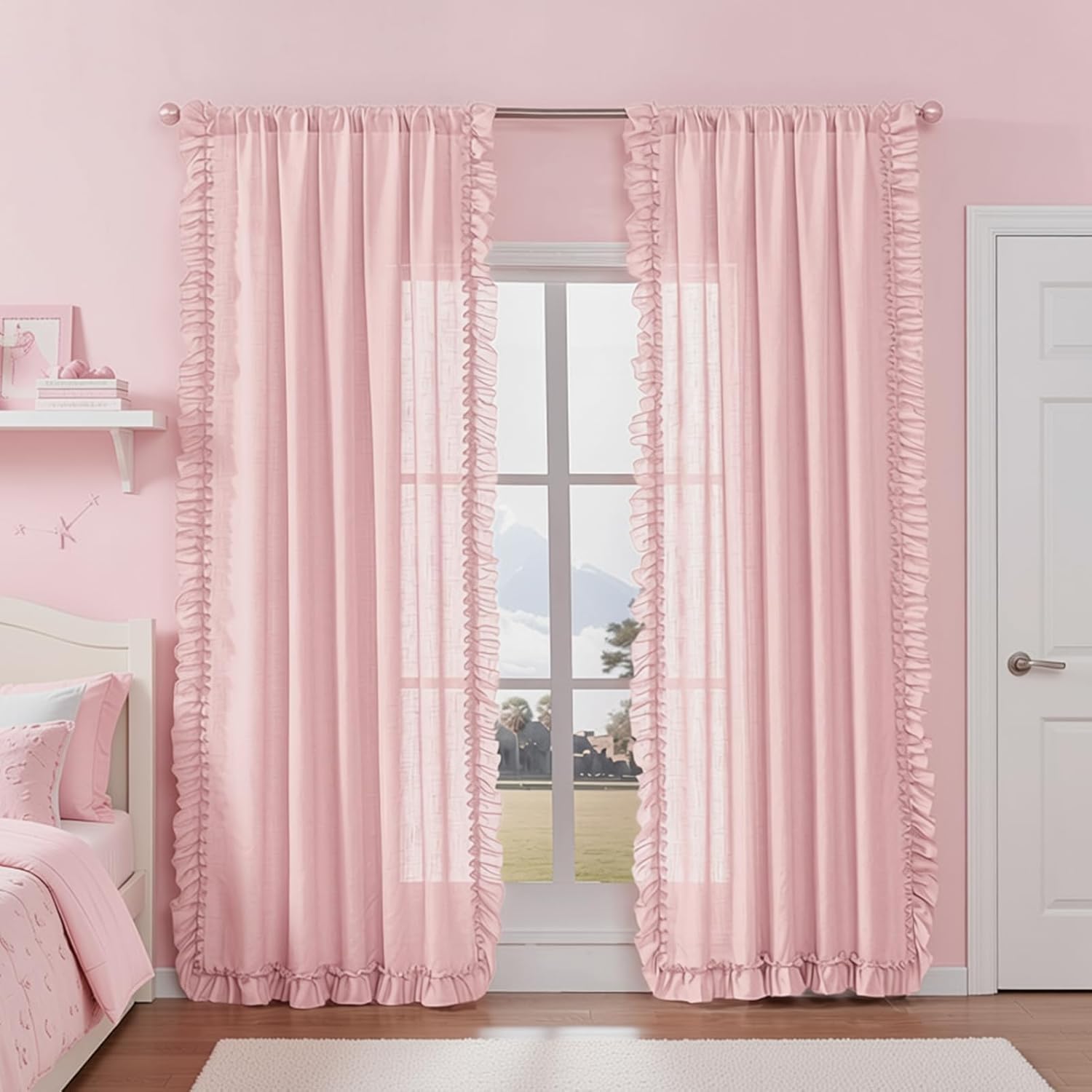 BELMORA™ Linen Ruffle Curtain Set