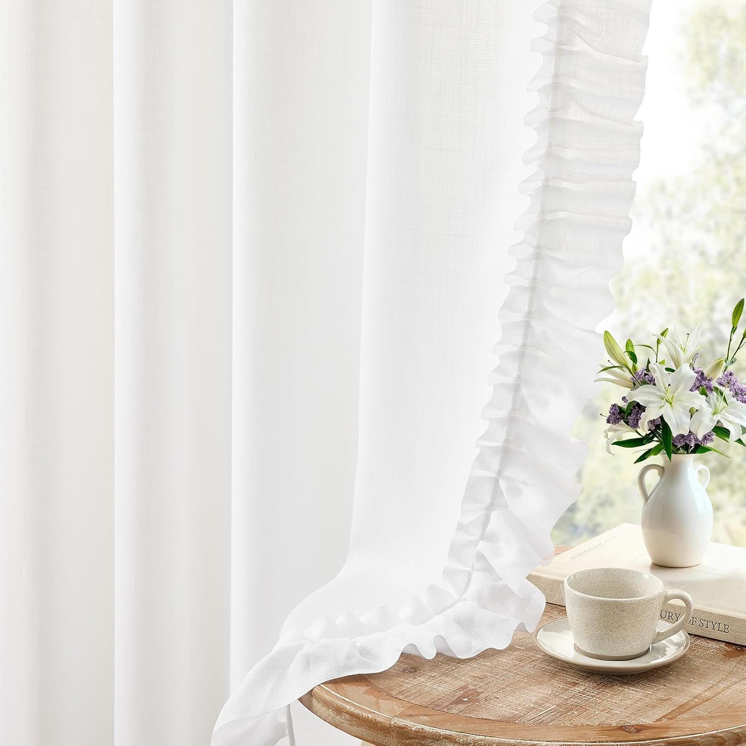 BELMORA™ Linen Ruffle Curtain Set
