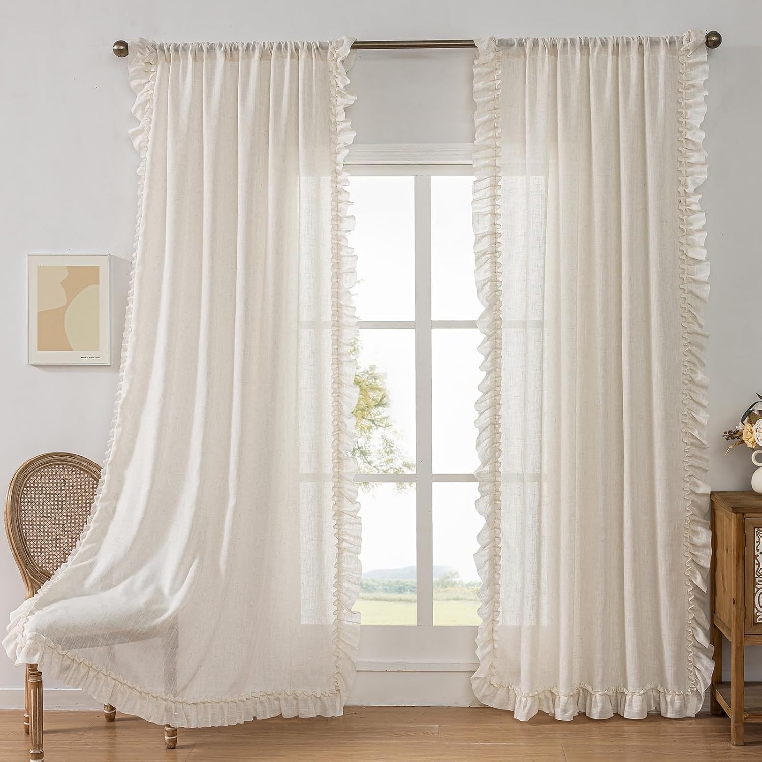 BELMORA™ Linen Ruffle Curtain Set