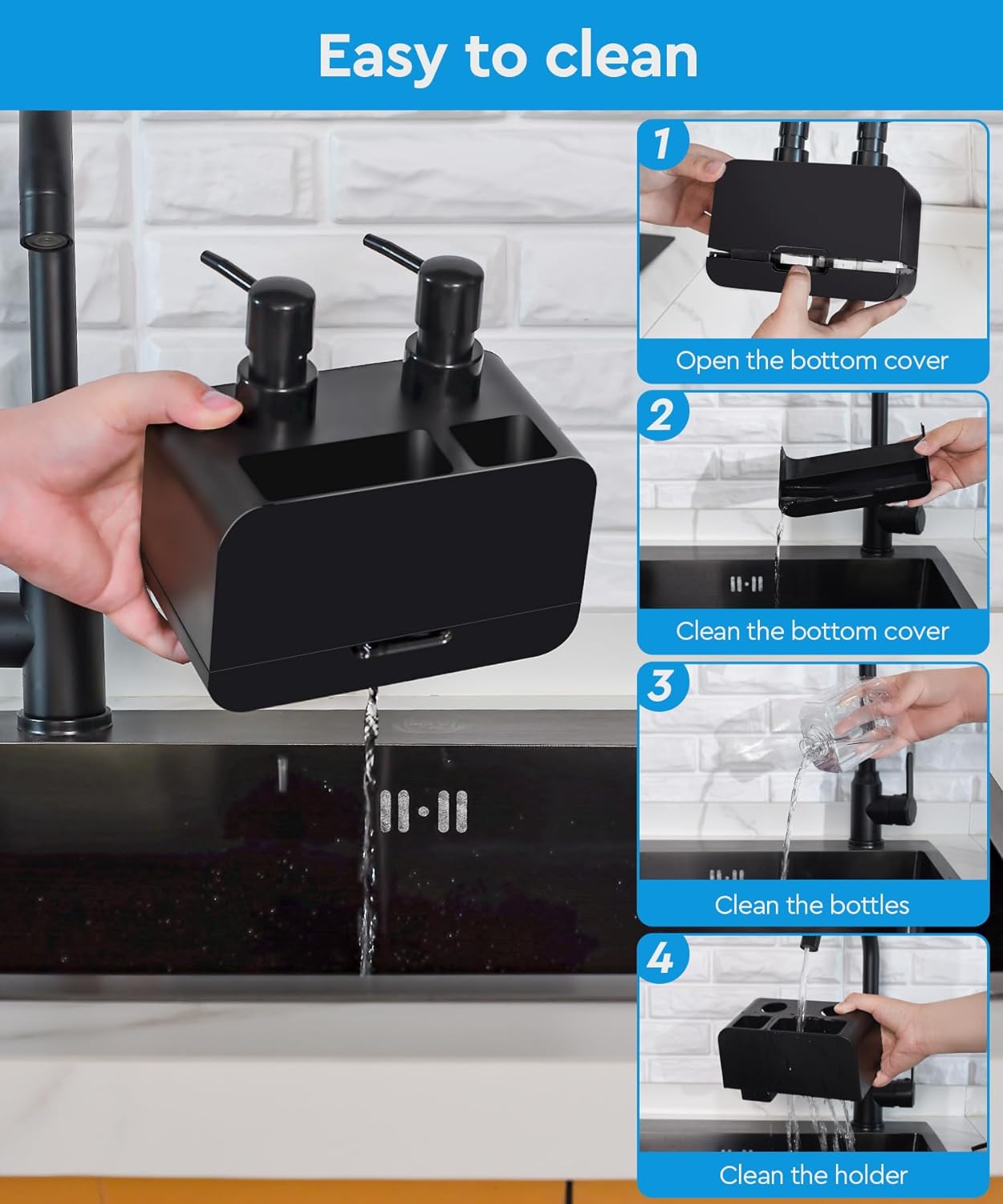 SINKORA™ 4-in-1 Dual Soap Dispenser Station