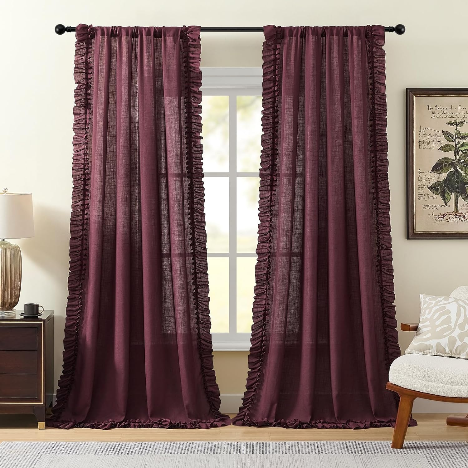 BELMORA™ Linen Ruffle Curtain Set