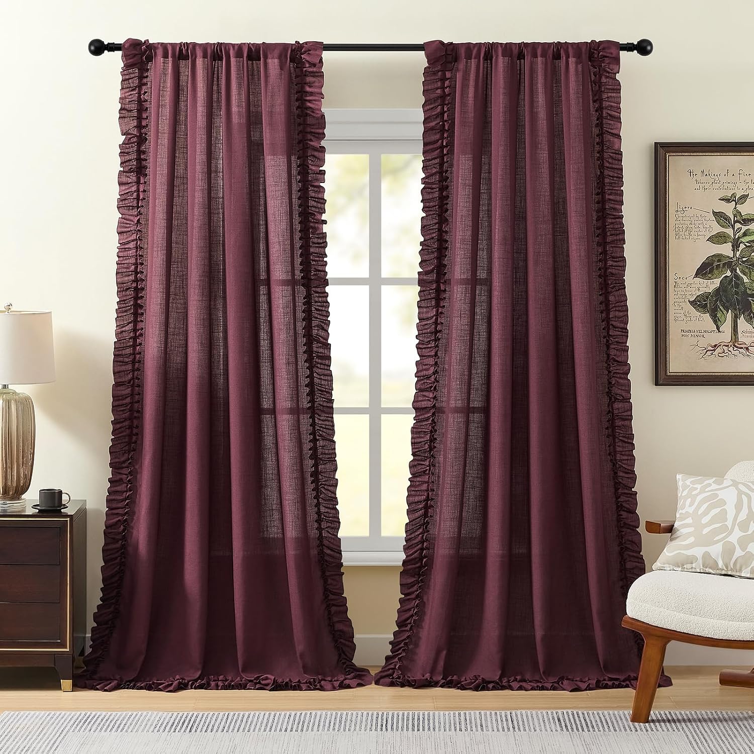 BELMORA™ Linen Ruffle Curtain Set