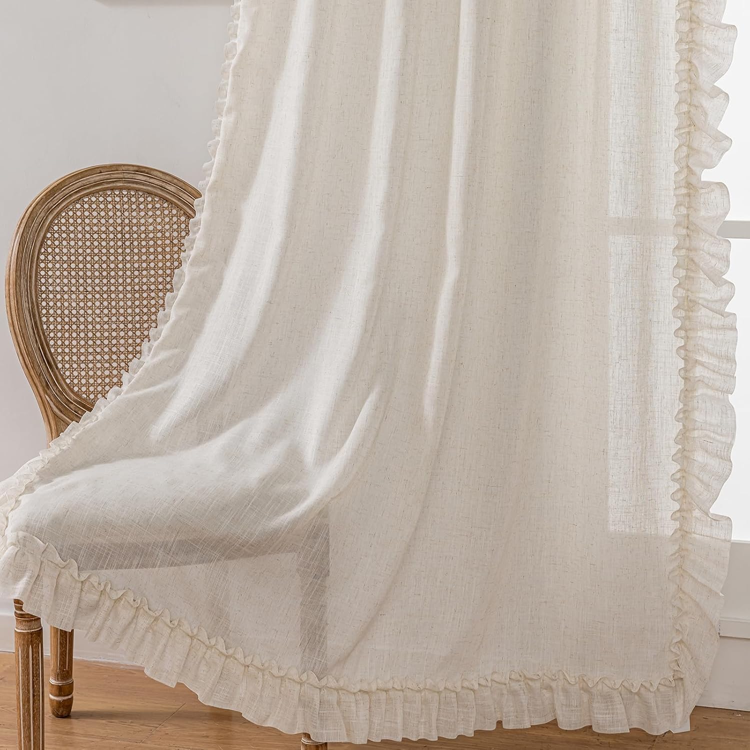 BELMORA™ Linen Ruffle Curtain Set