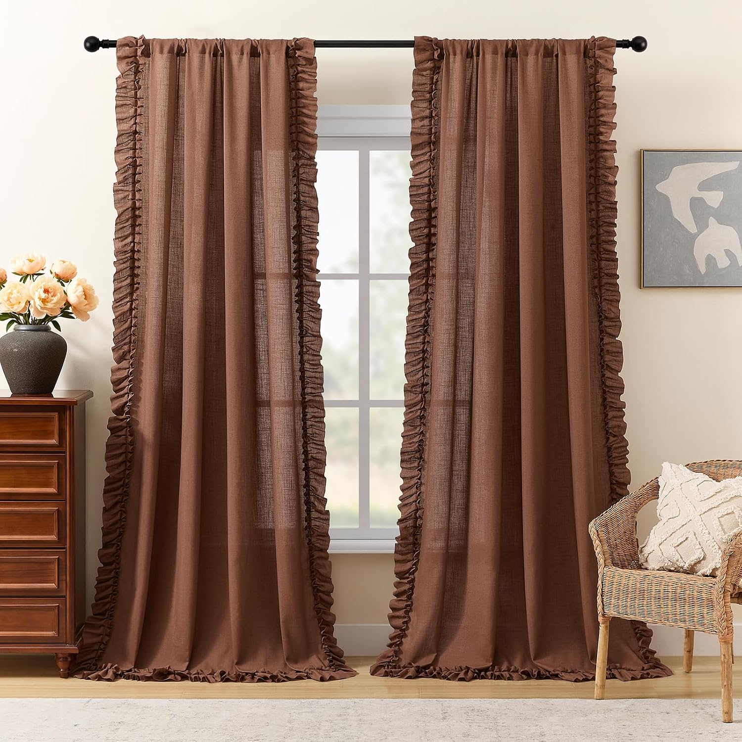 BELMORA™ Linen Ruffle Curtain Set
