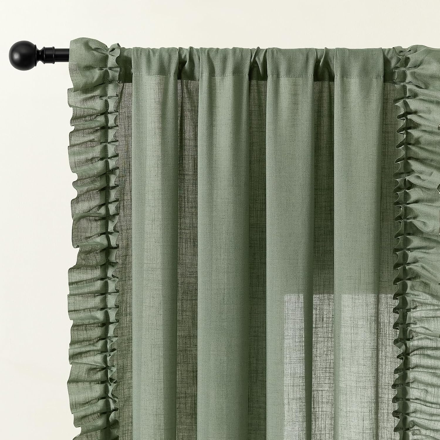 BELMORA™ Linen Ruffle Curtain Set