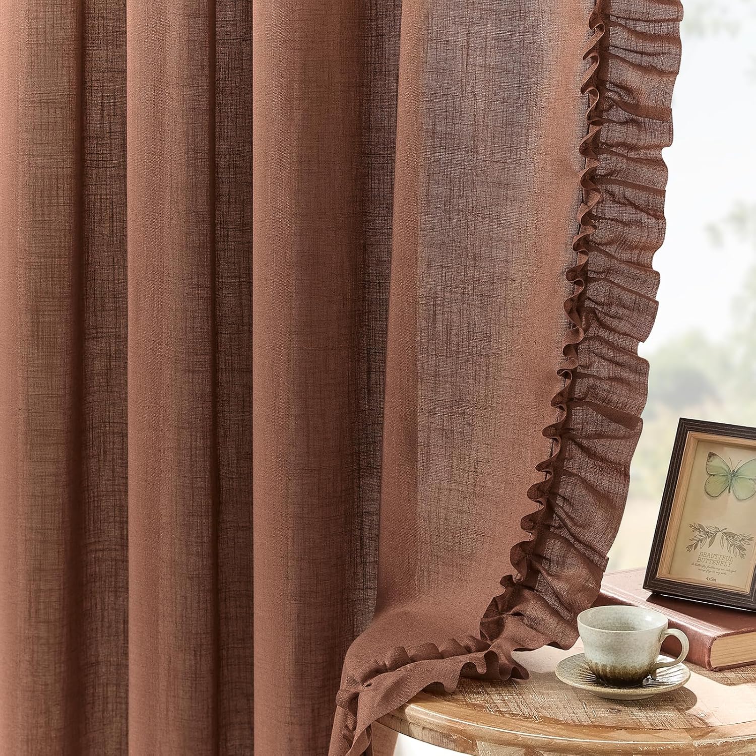 BELMORA™ Linen Ruffle Curtain Set