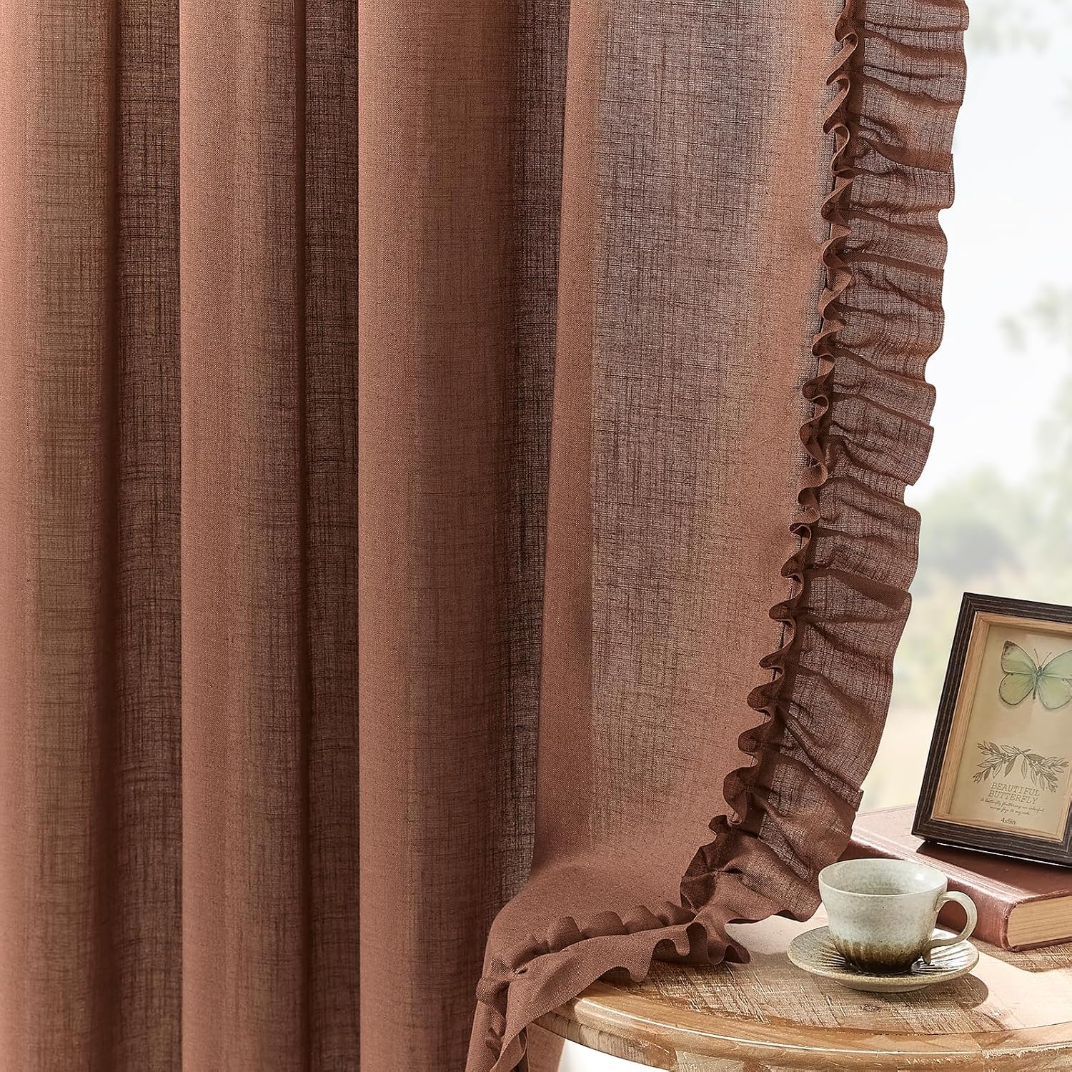 BELMORA™ Linen Ruffle Curtain Set