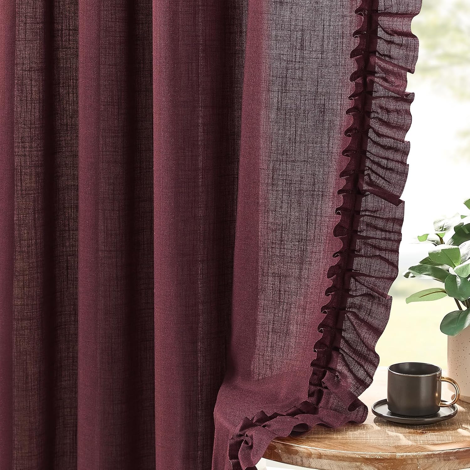 BELMORA™ Linen Ruffle Curtain Set